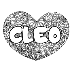 Coloración del nombre CLEO - decorado mandala de corazón