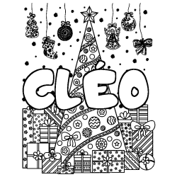 Coloración del nombre CLÉO - decorado árbol de Navidad y regalos