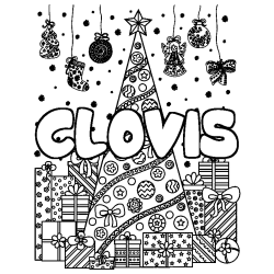 Coloración del nombre CLOVIS - decorado árbol de Navidad y regalos