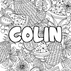 Coloración del nombre COLIN - decorado mandala de frutas