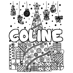 Coloración del nombre COLINE - decorado árbol de Navidad y regalos