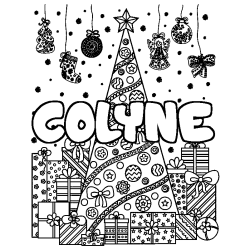 Coloración del nombre COLYNE - decorado árbol de Navidad y regalos