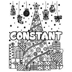 Coloración del nombre CONSTANT - decorado árbol de Navidad y regalos