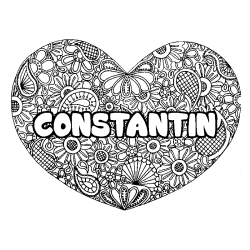 Coloración del nombre CONSTANTIN - decorado mandala de corazón