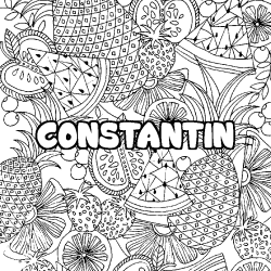 Coloración del nombre CONSTANTIN - decorado mandala de frutas