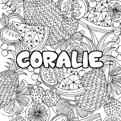 Coloración del nombre CORALIE - decorado mandala de frutas