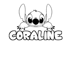 Coloración del nombre CORALINE - decorado Stitch