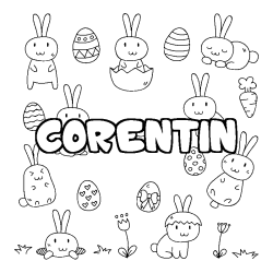 Coloración del nombre CORENTIN - decorado Pascua