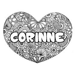 Coloración del nombre CORINNE - decorado mandala de corazón