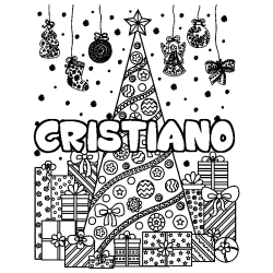 Coloración del nombre CRISTIANO - decorado árbol de Navidad y regalos