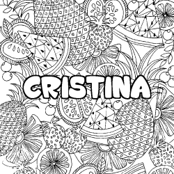 Coloración del nombre CRISTINA - decorado mandala de frutas