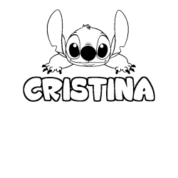 Coloración del nombre CRISTINA - decorado Stitch