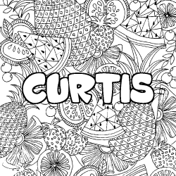 Coloración del nombre CURTIS - decorado mandala de frutas