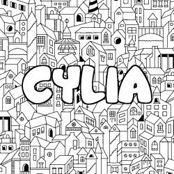 Coloración del nombre CYLIA - decorado ciudad