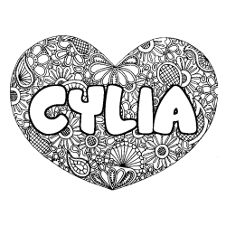 Coloración del nombre CYLIA - decorado mandala de corazón