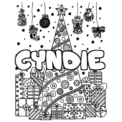 Coloración del nombre CYNDIE - decorado árbol de Navidad y regalos