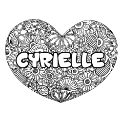 Coloración del nombre CYRIELLE - decorado mandala de corazón