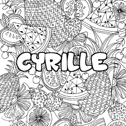 Coloración del nombre CYRILLE - decorado mandala de frutas