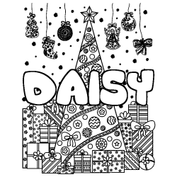 Coloración del nombre DAISY - decorado árbol de Navidad y regalos