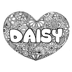 Dibujo para colorear DAISY - decorado mandala de coraz&oacute;n