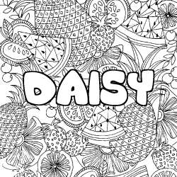 Dibujo para colorear DAISY - decorado mandala de frutas