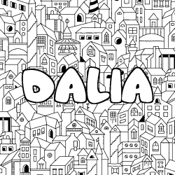 Dibujo para colorear DALIA - decorado ciudad