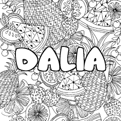 Coloración del nombre DALIA - decorado mandala de frutas