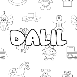Dibujo para colorear DALIL - decorado juguetes