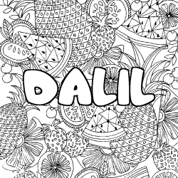 Dibujo para colorear DALIL - decorado mandala de frutas