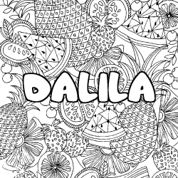 Coloración del nombre DALILA - decorado mandala de frutas