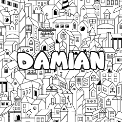 Coloración del nombre DAMIAN - decorado ciudad