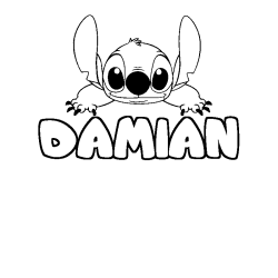 Coloración del nombre DAMIAN - decorado Stitch