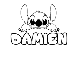 Coloración del nombre DAMIEN - decorado Stitch