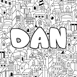 Dibujo para colorear DAN - decorado ciudad