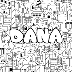 Dibujo para colorear DANA - decorado ciudad