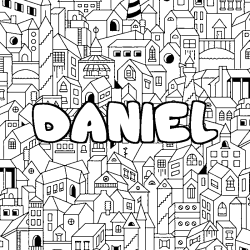 Dibujo para colorear DANIEL - decorado ciudad