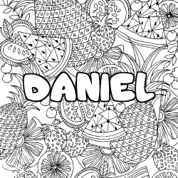 Coloración del nombre DANIEL - decorado mandala de frutas