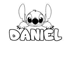 Coloración del nombre DANIEL - decorado Stitch