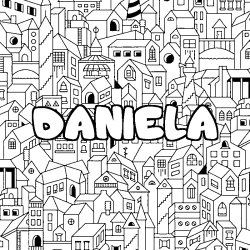 Coloración del nombre DANIELA - decorado ciudad