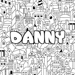 Coloración del nombre DANNY - decorado ciudad