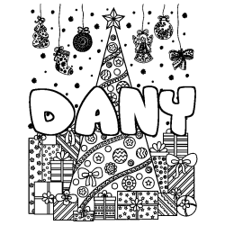 Dibujo para colorear DANY - decorado &aacute;rbol de Navidad y regalos