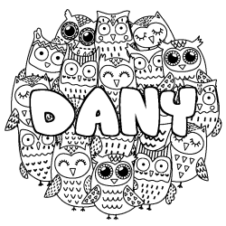 Coloración del nombre DANY - decorado búhos