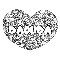 Coloración del nombre DAOUDA - decorado mandala de corazón