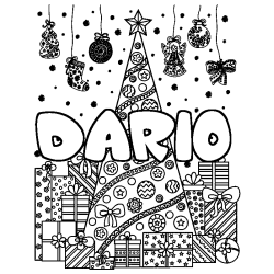 Coloración del nombre DARIO - decorado árbol de Navidad y regalos