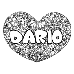Coloración del nombre DARIO - decorado mandala de corazón