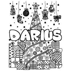 Coloración del nombre DARIUS - decorado árbol de Navidad y regalos