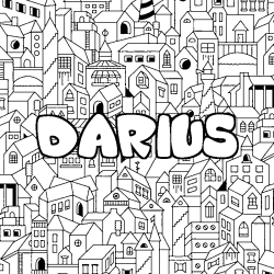 Dibujo para colorear DARIUS - decorado ciudad