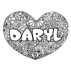 Coloración del nombre DARYL - decorado mandala de corazón