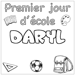 Dibujo para colorear DARYL - decorado primer d&iacute;a de escuela