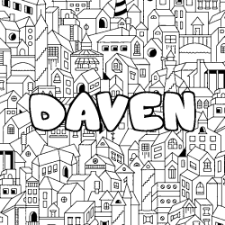Dibujo para colorear DAVEN - decorado ciudad